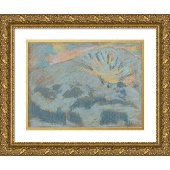 Zolo Palugyay 18x14 Gold Ornate Wood Frame and Double Matted Museum Art Print Titled - Winter in the High Tatras (1927)