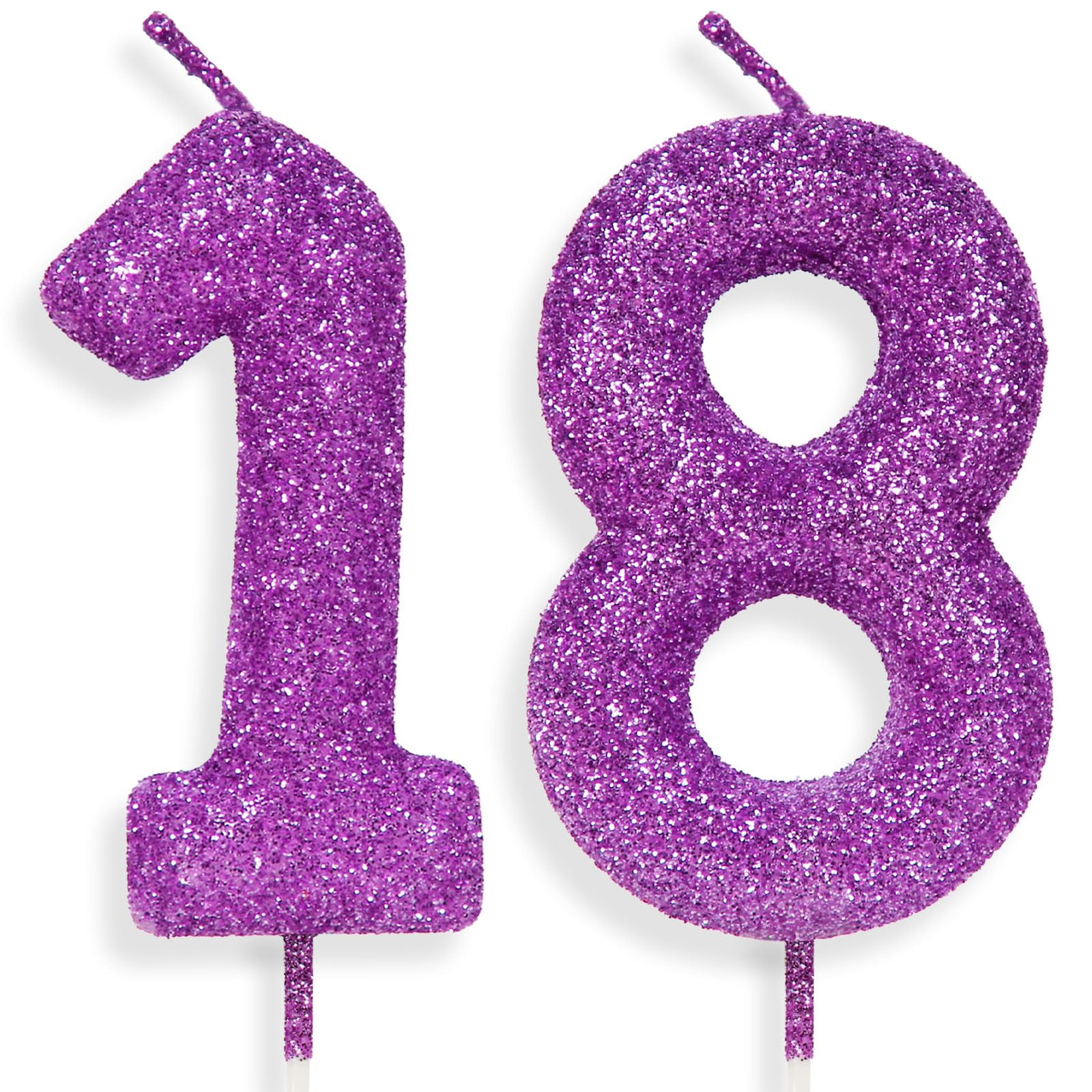 Zolunu Purple Pink Birthday Candle Number AFN118, Glitter Birthday ...