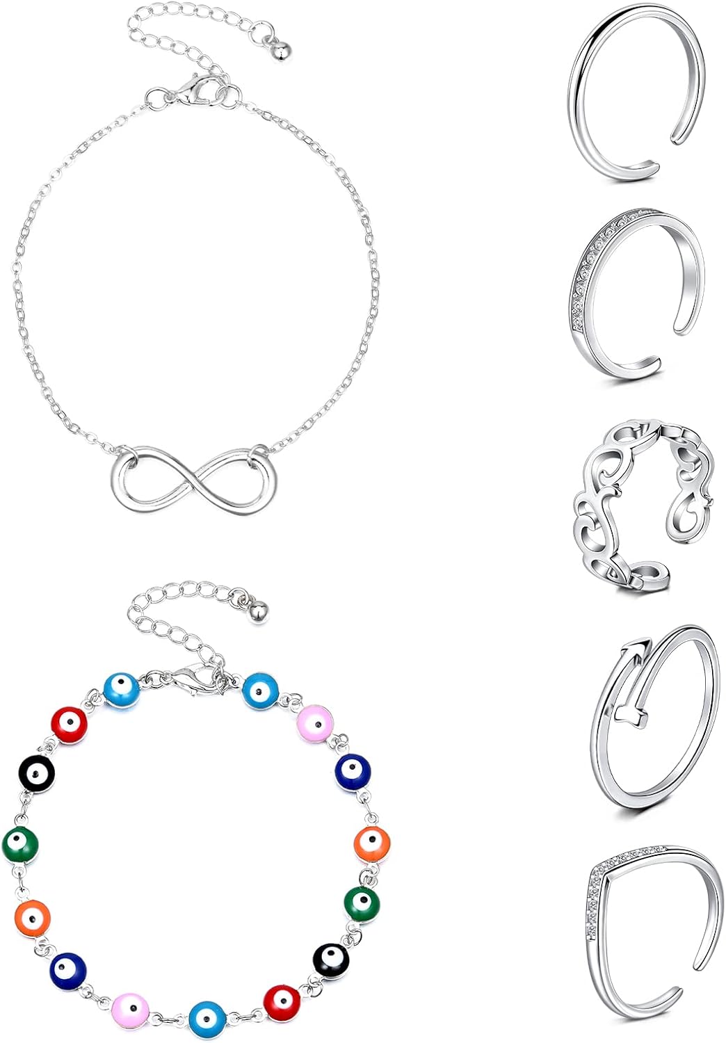 Zolure Stainless Steel Toe Rings And Anklets For Women