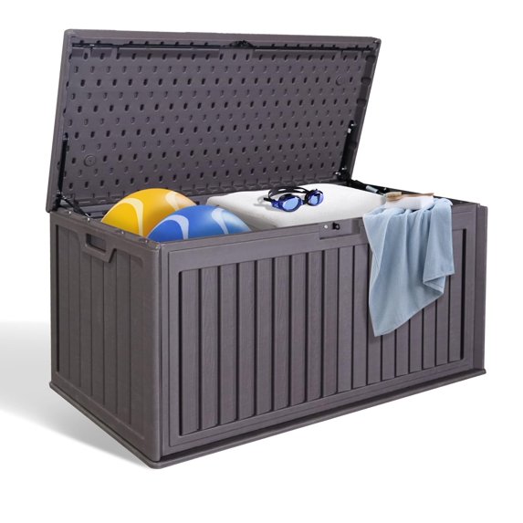 Zolyndo 100 Gallon Waterproof Outdoor Storage Box, Outside Resin Deck Box for Patio Cushions