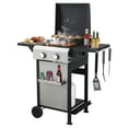 Zolyndo 2 Burner Outdoor Flat Top Griddle Grill Combo, 2 in 1 Propane