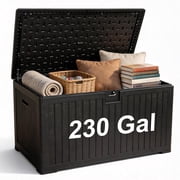 Zolyndo 230 Gallon Outdoor Storage Box Waterproof, Extra Large Plastic Outside Deck Box Weatherproof, Resin Patio Storage Bin with Lock and Lids for Cushion, Black