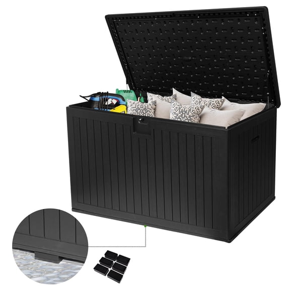 Zolyndo 320 Gallon Outdoor Storage Box Waterproof, Extra Large Plastic Outside Deck Box Weatherproof, Resin Outdoor Cushion Storage Container with Lock and Lids for Cushion and Pool Equipment, Black