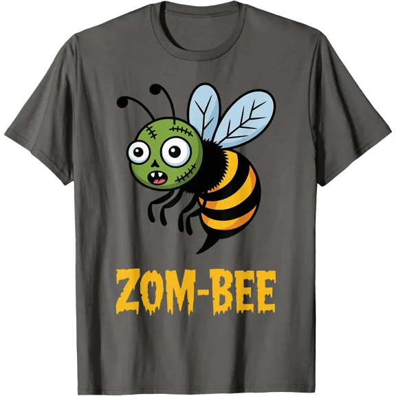 Zom Bee Cartoon Funny Insect Spooky Season Halloween T-Shirt