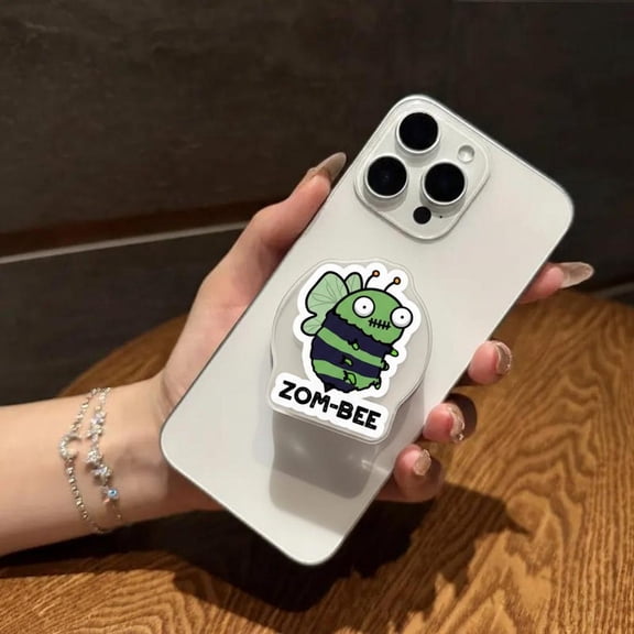 Zom-Bee Magnetic Phone Grip Funny Zombie Bee Magsafe Phone Holder, Cute Halloween Bee Phone Stand, Pun Insect Accessory Gift