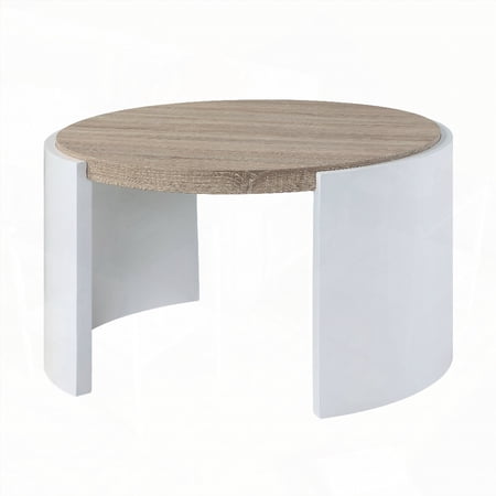 Zoma Coffee Table with Oak & White High Gloss Finish and 70lbs Weight Limit