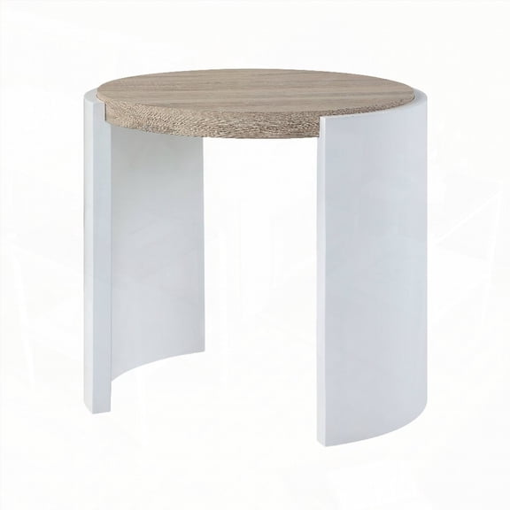 Zoma End Table with Oak & White High Gloss Finish and 40lbs Weight Limit