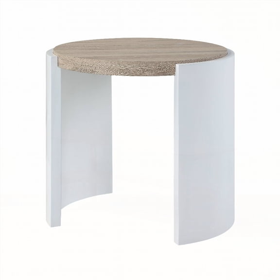Zoma | Oak & White High Gloss End Table - 40lbs Weight Limit