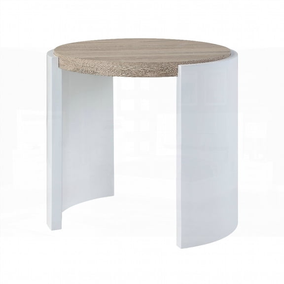 Zoma's End Table in Oak & White High Gloss Finish, 40lbs Weight Allowed