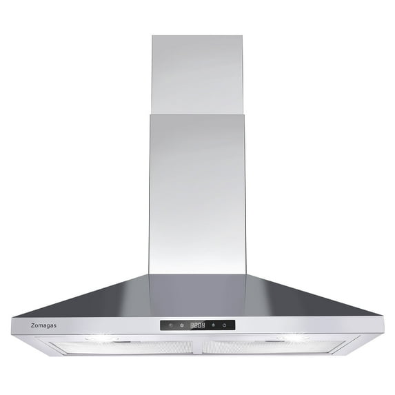 "Joeaonz 30"" Wall Mount Range Hood 450CFM Stainless Steel Kitchen Exhaust Vent with 3-Speed Filters, LED Lights"