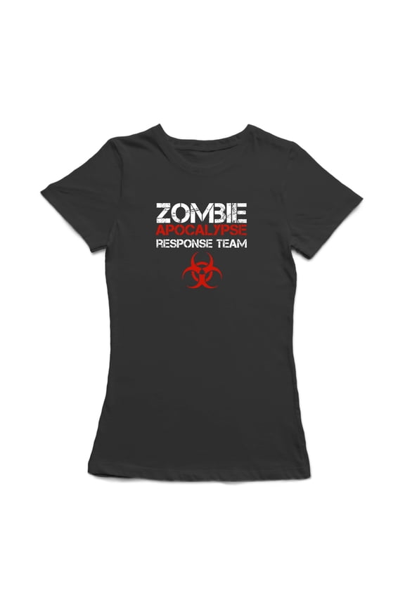 Zombie Apocalypse Response Team Biohazard Design Women Black T-Shirt, Female Large