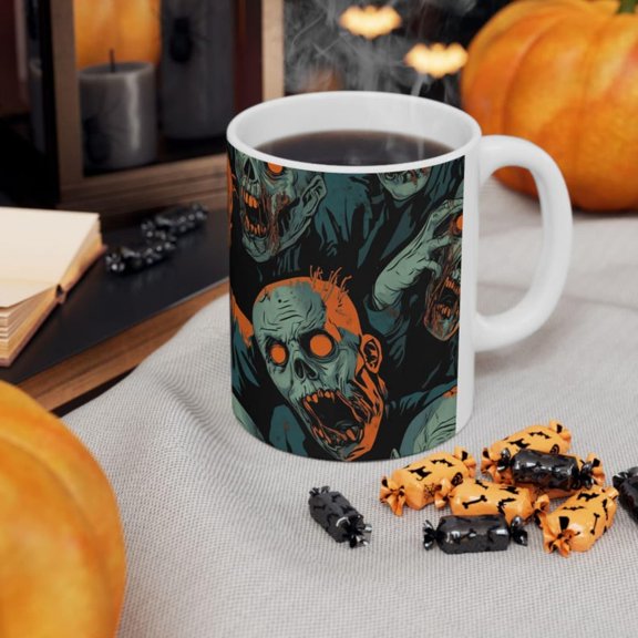 Zombie Attack Halloween re Coffee Mug, The Undead Cup, Walkers Biters, Vampire Ghouls s Of Fall, Spookean Infected Lurkers.