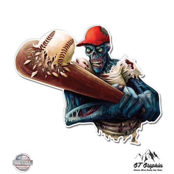 Zombie Baseball - 3" Vinyl Sticker - For Car Laptop I-Pad Phone Helmet Hard Hat - Waterproof Decal