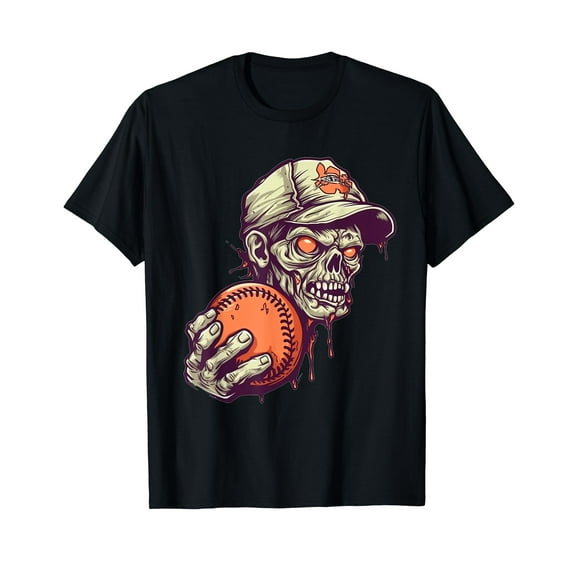Zombie Baseball Player Halloween Costume Sport Men Boys Black T-Shirt Gift Top