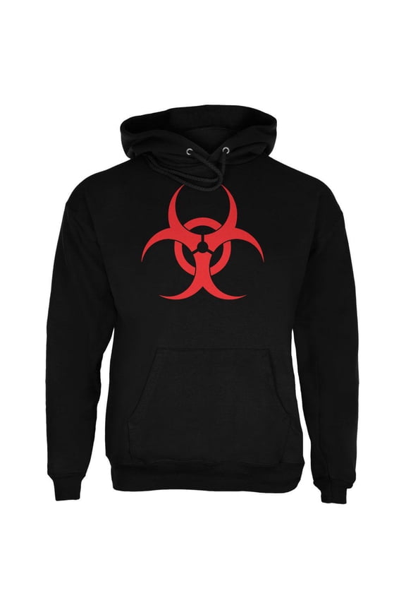 Zombie Biohazard Symbol Black Adult Hoodie - Large