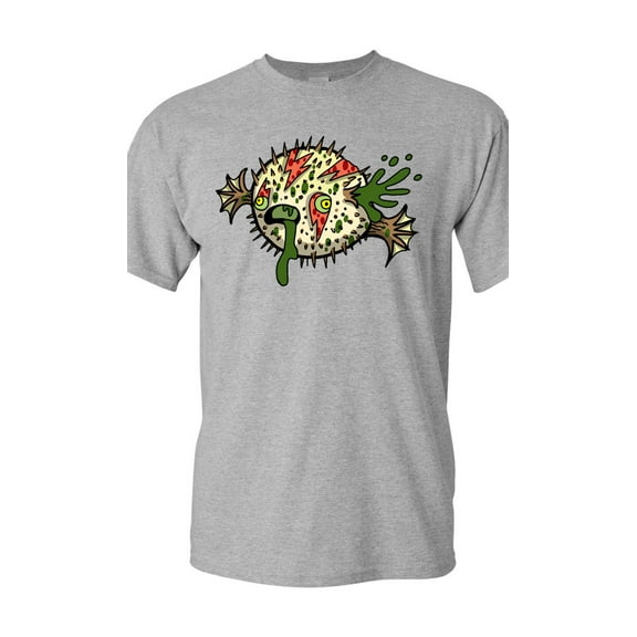 Zombie Blowfish Undead Animals Adult DT T-Shirt Tee