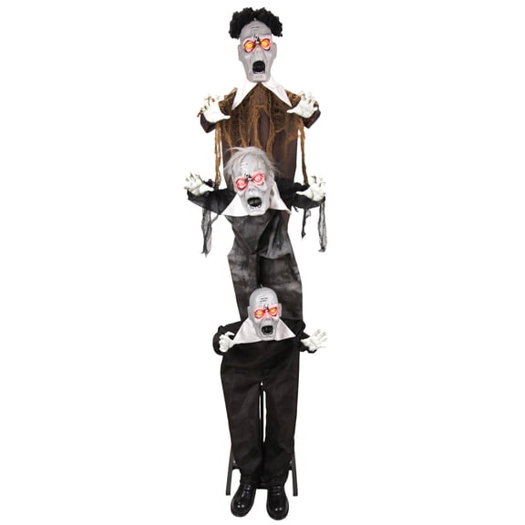 Zombie Boy Trio Halloween Animatronics with Red Eyes & Swing Motion, 5.7-Ft, by Haunted Hill Farm