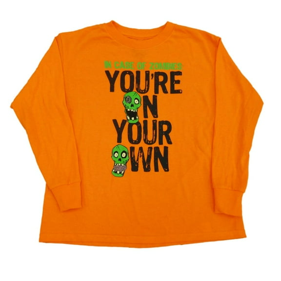 Zombie Boys Orange Halloween You're On Your Own Long Sleeve Shirt Large