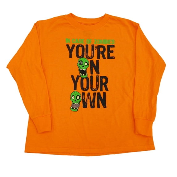 Zombie Boys Orange Halloween You're On Your Own Long Sleeve Shirt X-Large