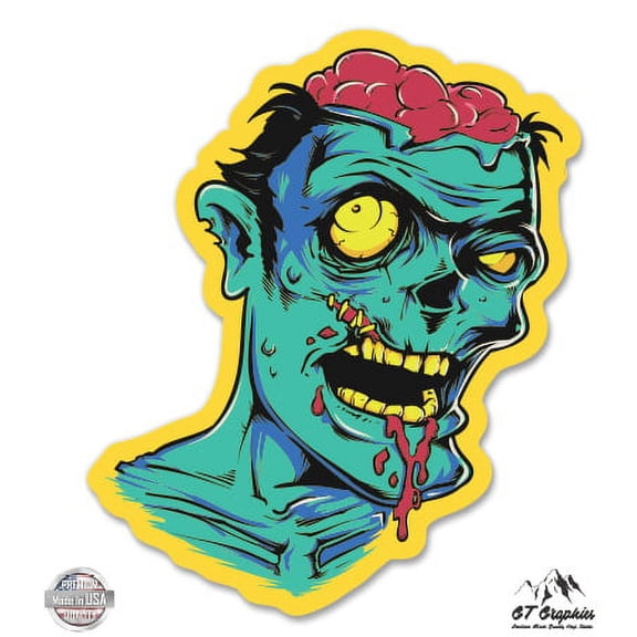 Zombie Brains - 3" Vinyl Sticker - For Car Laptop I-Pad Phone Helmet Hard Hat - Waterproof Decal