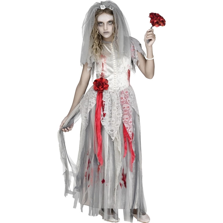 halloween zombie dress Kids Light-Up Undead Costume, Black/White, Medium Bring Me Their Brains As the undisputed heiress to the Zombie Throne Girls Ghostly Zombie Dress Costume
