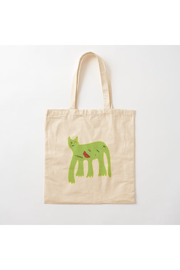 Zombie Cat Line Canvas Tote Bags, Reusable Shopping Bag