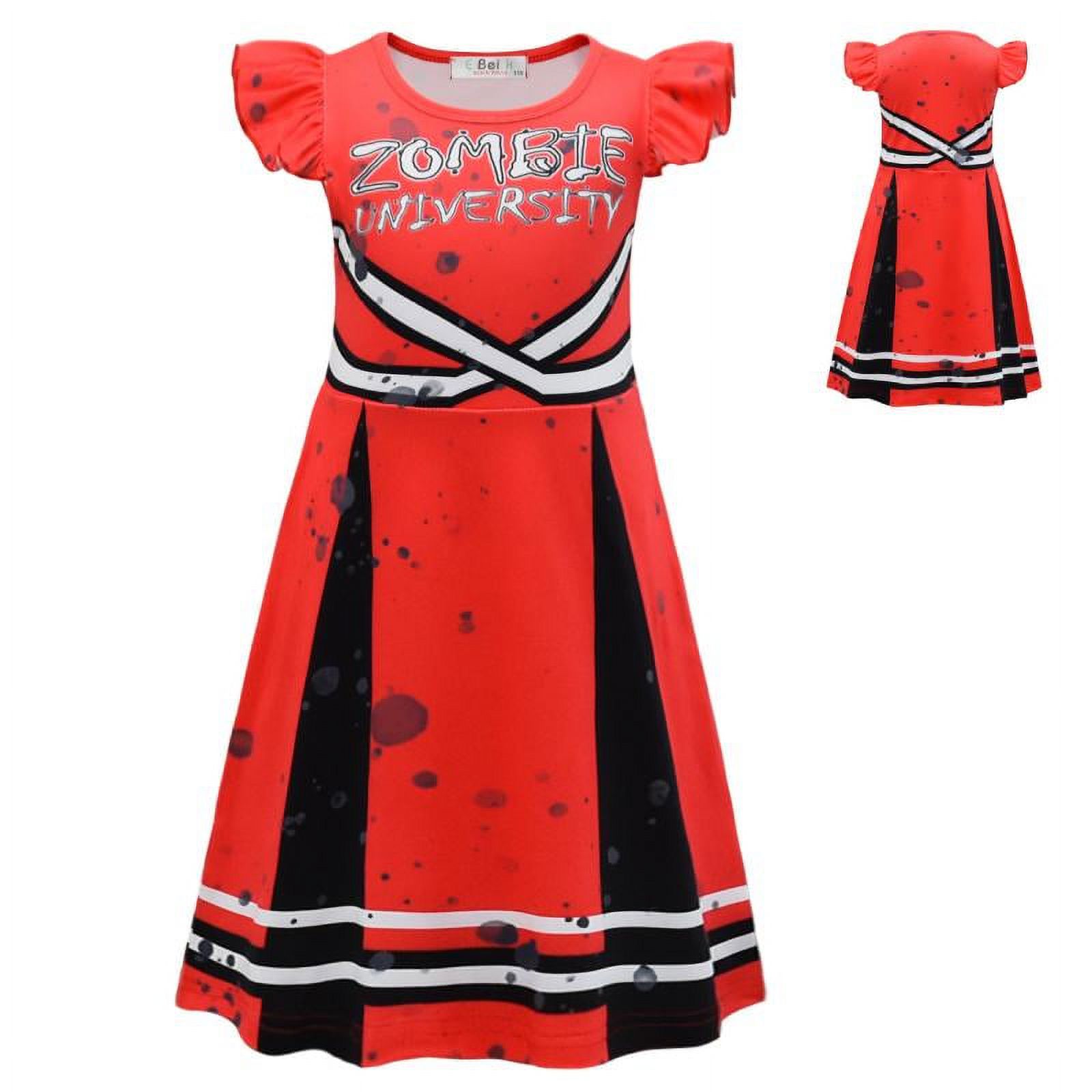 Zombie Cheerleader Costume Girls,Fearleader Halloween Cosplay Outfit