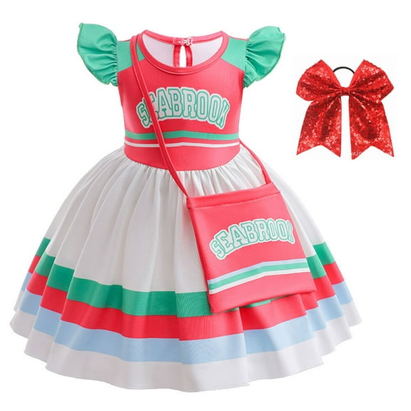 Zombie Cheerleaders Dress w/Bag for Toddler Girls Halloween Birthday Midi Tulle Dress 12M-6T