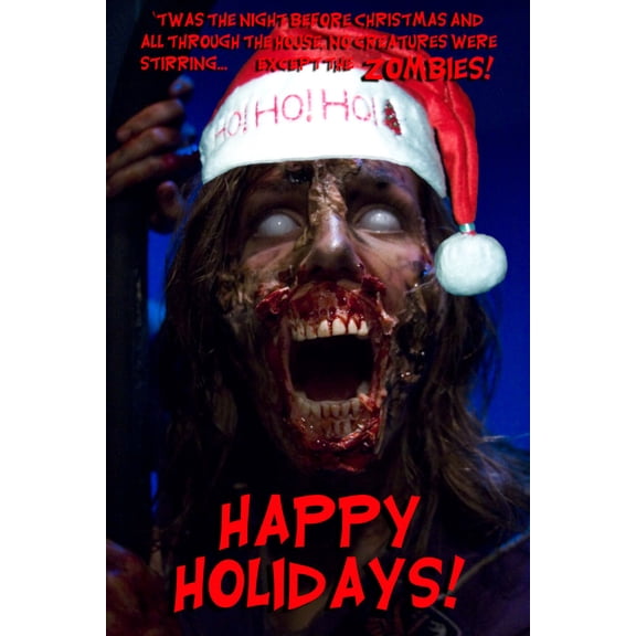 Zombie Christmas Greetings Poster 24in x 36in UNIQUE WEIRD Art Poster 24x36 Square Adults Z Posters
