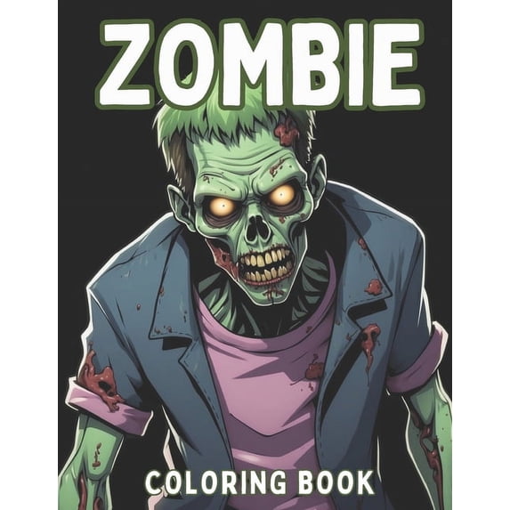 Zombie Coloring Book: Black Background Trippy and Creepy Horror Coloring Pages for Adults and Teens: 40+ Zombie Designs , (Paperback)