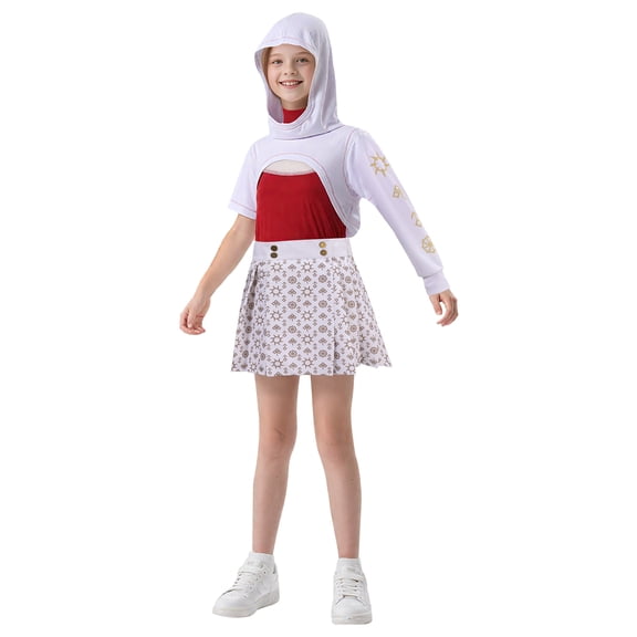Zombie Costume for Girls,3Pcs Hooded Top+Tank+Pleated Skirt Halloween Carnival Party Costume
