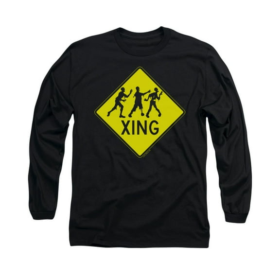 Zombie Crossing Funny Adult Long-Sleeve T-Shirt