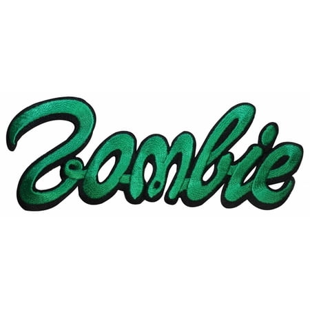 Zombie Cursive Script Green Dead Kreepsville Embroidered Iron On Applique Patch