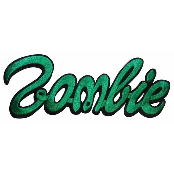 Zombie Cursive Script Green Dead Kreepsville Embroidered Iron On Applique Patch
