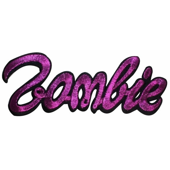 Zombie Cursive Script Pink Dead Kreepsville Embroidered Iron On Applique Patch