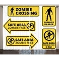 thumbnail image 1 of Ambesonne Zombie Curtains 2 Panel Set, Safe Area Zone, 108" x 63", Yellow Black, 1 of 2