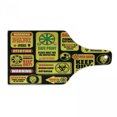 thumbnail image 1 of Zombie Cutting Board, Apocalypse Signs Attention Danger Safe Point Evil Phrase Modern Image Print, Tempered Glass Cutting and Serving Board, Wine Bottle Shape, Yellow Grey Red, by Ambesonne, 1 of 1