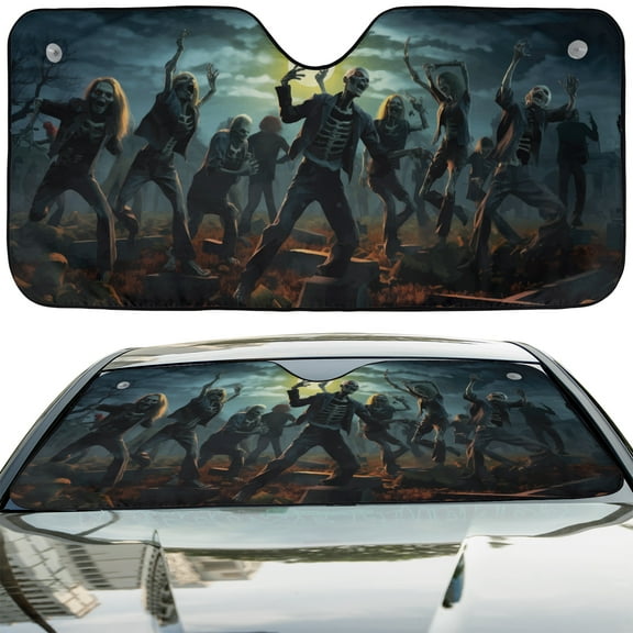 Zombie Dance Accordion Style Universal Auto Sunshade for Front Windshield