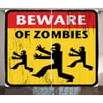 thumbnail image 1 of Ambesonne Zombie Curtains 2 Panel Set, Fiction Humor Art, 108" x 90", Yellow Black Red, 1 of 2