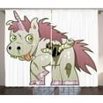 thumbnail image 1 of Ambesonne Zombie Curtains 2 Panel Set, Evil Unicorn Myth, 108" x 90", Green Dried Rose, 1 of 2