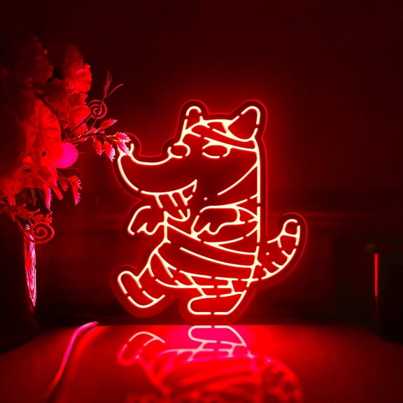 Zombie Dog Led Light Box, Dimmable Neon-Like Light Signs USB Power for Wall Decor Bedroom Decoration, RGB Light (WxH) 11"x13"