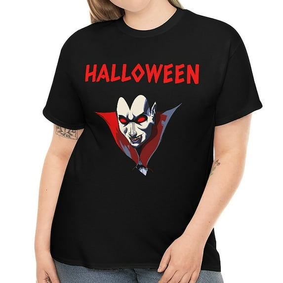 Zombie Dracula Shirt Women Plus Size 1X 2X 3X 4X 5X Evil Dracula Bats Halloween Costumes for Plus Size Women