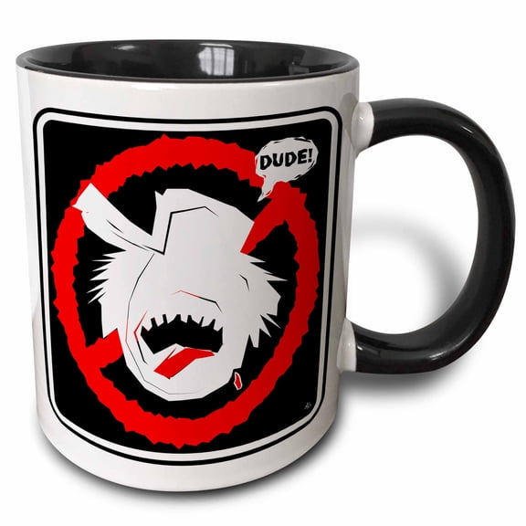 3drose, Zombie Dude Black Zombie Sign 2, 11oz Two-tone Black Mug
