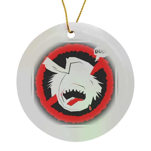3drose, Zombie Dude Black Zombie Sign 2, Circle Porcelain Ornament