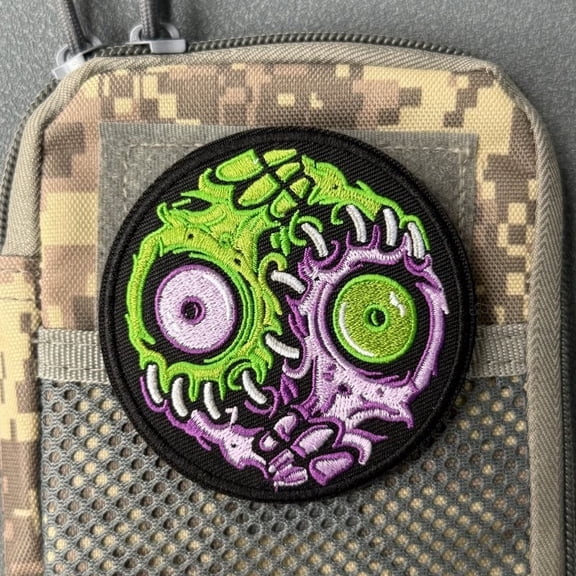Zombie Eyeball Patch - Yin Yang Monster Eyes Embroidery Badge with Hook & Loop for Clothing and Backpack