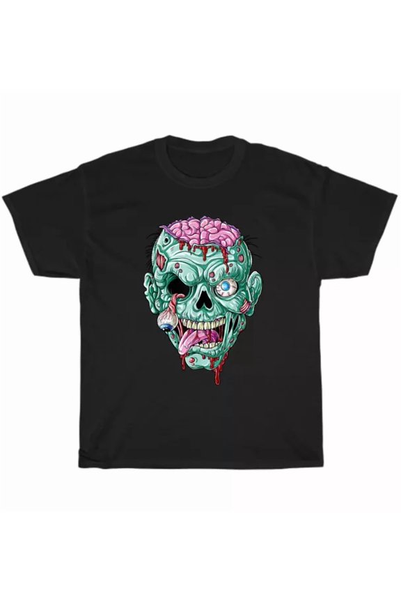 Zombie Face Brain Party Scary Zombies T-Shirt Unisex Tee Gift