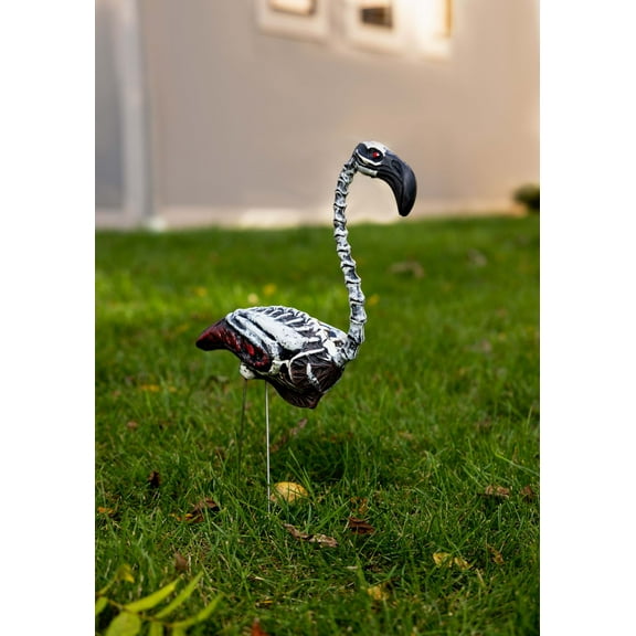 18" Gray Zombie Skeleton Flamingo Halloween Decoration Yard Ornament