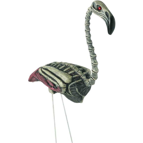 18" Gray Zombie Skeleton Flamingo Halloween Decoration Yard Ornament