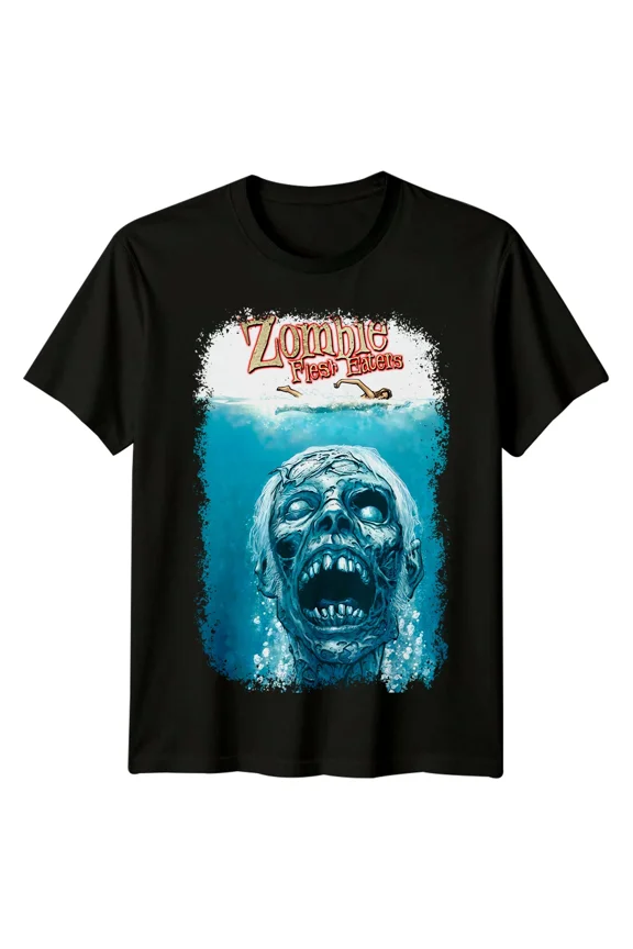 Zombie Flesh Eaters (1979) Movie Poster Inspired T-Shirt Retro 80s Tee