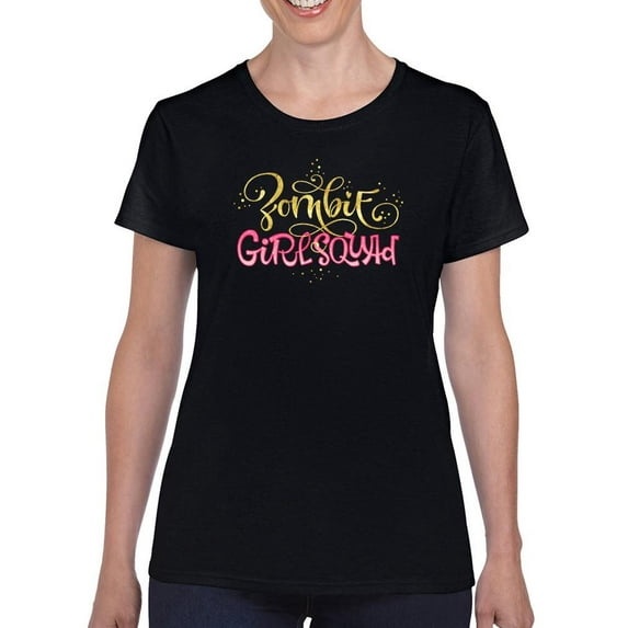 Zombie Girl Squad. Gold Glitter T-Shirt Women -Image by Shutterstock, Female Small
